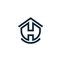 Initial Letter Logo H Letter With House Concept Logo Design