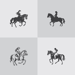 silhouette of a girl riding a horse equestrian sport