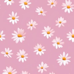 Daisy flower seamless pattern. Floral ditsy print with small white flowers. Chamomile design great for fashion fabric, trend textile and wallpaper. AI illustration. .