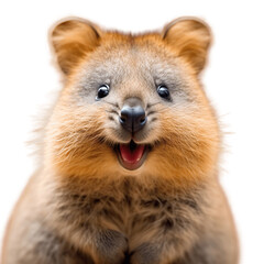 Fototapeta premium Close up of a quokka isolated on white background, transparent cutout