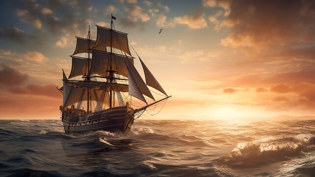 a wonderful landscape with a ship