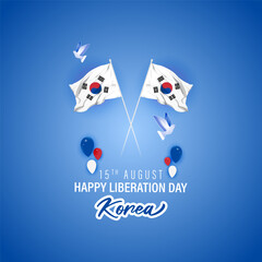 Vector illustration of Korea Liberation Day social media story feed template