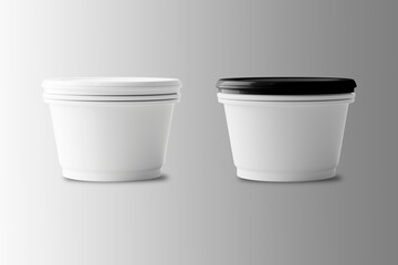 Blank white Soup delivering cups mockup isolated on background. 3d rendering.