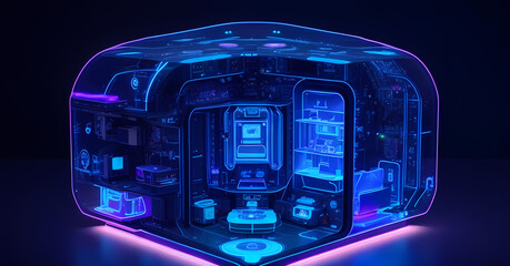 Obraz premium Embarking into the Digital, Futuristic, and AI Frontier. Generative AI