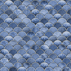 Mermaid fish scale wave japanese seamless pattern © Olga