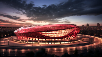 He marvels at the stunning architecture of the stadium, highlighting its beauty.