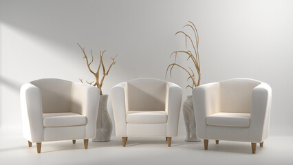 A studio scene with minimal decorations. 3D rendering