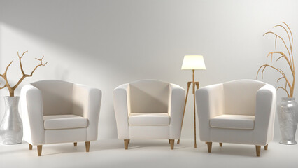 A studio scene with minimal decorations. 3D rendering