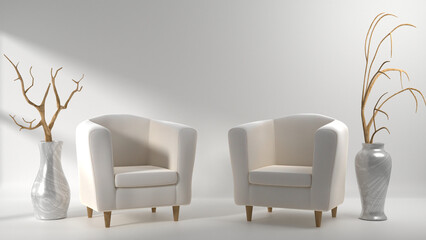 A studio scene with minimal decorations. 3D rendering