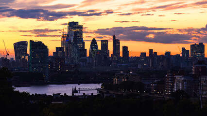 London City. Financial District of London. London skyline , city escape at sunset. 