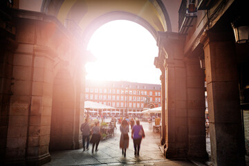 Entrance to mayor town square or Plaza in sunset light © Sergey Novikov