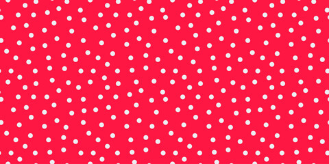 Small polka dot seamless pattern background. random dots texture. red and white dots textile