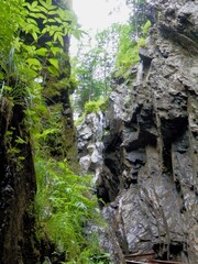 Der Sigmund Thun Klamm bei Kaprun bei Regen und Nebel