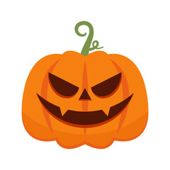Pumpkin head. Cute and scary halloween pumpkin monster. Holidays cartoon character in flat style collection.