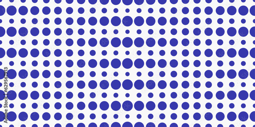 Fototapete the blue circles go from large to small in a circular gradient. vector grid of large blue dots. desi