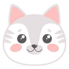 Cute cat face. Illustration on transparent background