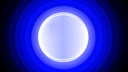 Glowing silver frame placeholder with blue circles gradient night background