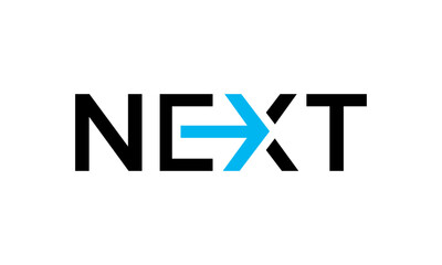 Fototapeta premium Next word with arrow Letter Logo design Template