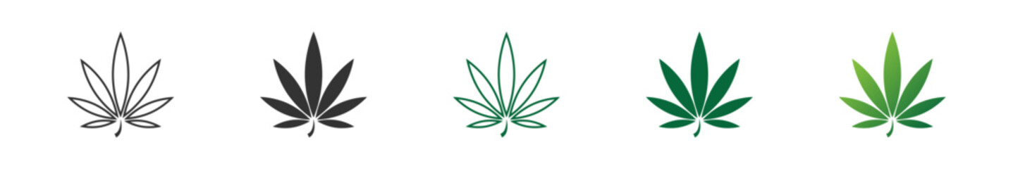 Cannabis, marijuana leaf, herb icon set. Vector isolated logo illustration