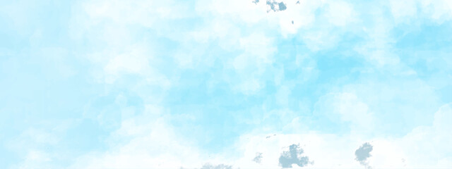 sunny sky blue light watercolor background. Aquarelle painting brush effect card paper textured canvas cloudy smoke space for text, entertaining card, template. aquamarine color graphics illustration