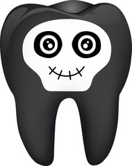 Cartoon spooky tooth in Halloween costume. Trick or treat, Halloween concept. Illustration.