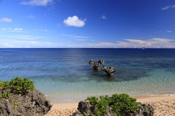 Scenery of the famous "Heart Rock" in Okinawa, Japan