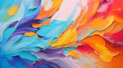 Modern abstract art painting in bright colors wallpaper created with Generative AI technology