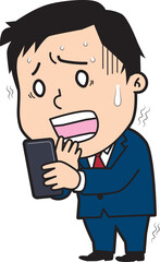 スマホでガクブルする男性サラリーマン