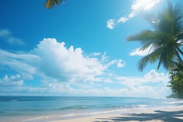 Obraz na płótnie Canvas Ocean beach blue sky relax. Generate Ai
