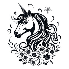 Obraz na płótnie Canvas Cute cartoon unicorns Coloring book page Vector illustration, Children background, Magic pony cartoon, Sketch animals, Animals coloring page.
