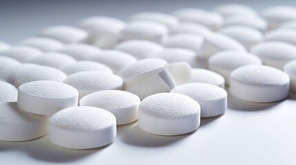 White tablets on a white background