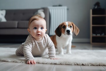 Little baby dog floor. Generate Ai