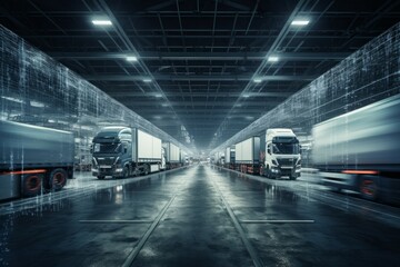 Logistics trucks professionals. Generate Ai
