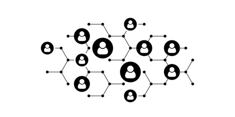 Social user network, people network illustration. Dots connected lines create network