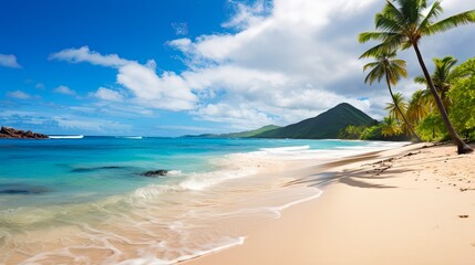 Fototapeta na wymiar Welcome to Hawaii with Beautiful Ocean and Sand Beach Background. Generative AI