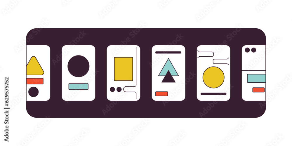 Poster designs of onboarding flat line color isolated vector object. apps and programs screens. editable cl