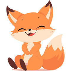 Cute adorable orange fox happy cartoon character vector isolated