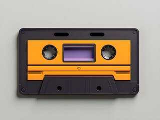 Fototapeta premium Orange cassette isolated on light gray background created with Generative AI technology