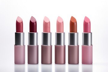 Obraz premium Mesmerizing Lipstick Color Palette on White Background. Beauty in Every Shade/