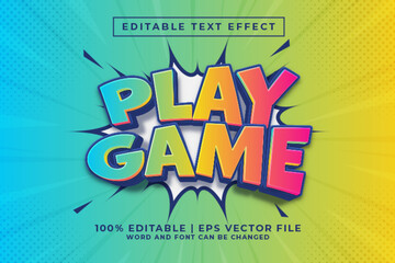 Play Game 3d Editable Text Effect Cartoon Comic Style Premium Vector