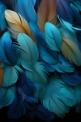 Abstract feather pattern texture, cool color. AI generative