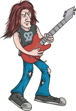 rock star playing guitar, heavy metal. cartoon character