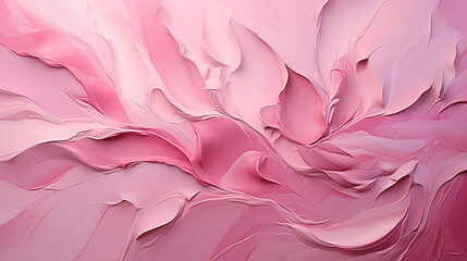 Abstract oil painting with large brush strokes in pink, and beige pastel colors. Wallpaper, background, texture.