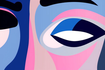 cubism woman art modern fashion portrait face graphic poster abstract cubist. Generative AI.