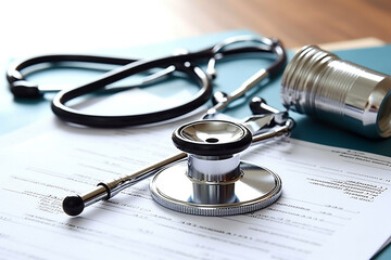 Medical Check-up with Stethoscope on office table AI Technology	
