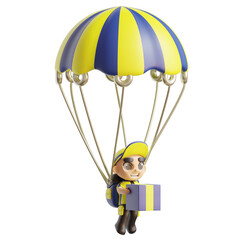 3d icon deliveryman with yellow and blue color