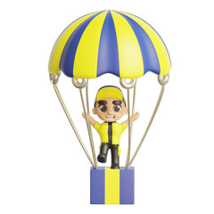3d icon deliveryman with yellow and blue color