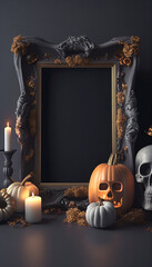 Halloween vibes concept with blank frame with aged edge. Terror background for banner, greeting card, poster and advertising with copy space for text. Creepy border concept.