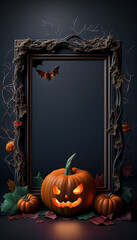 Halloween vibes concept with blank frame with aged edge. Terror background for banner, greeting card, poster and advertising with copy space for text. Creepy border concept.