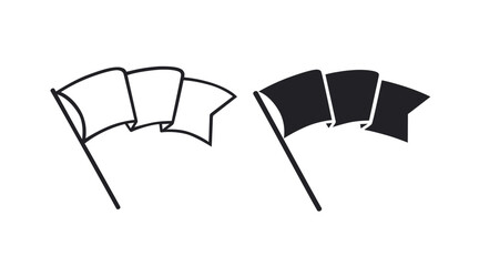 Silhouette of a developing flag. Black and white image.